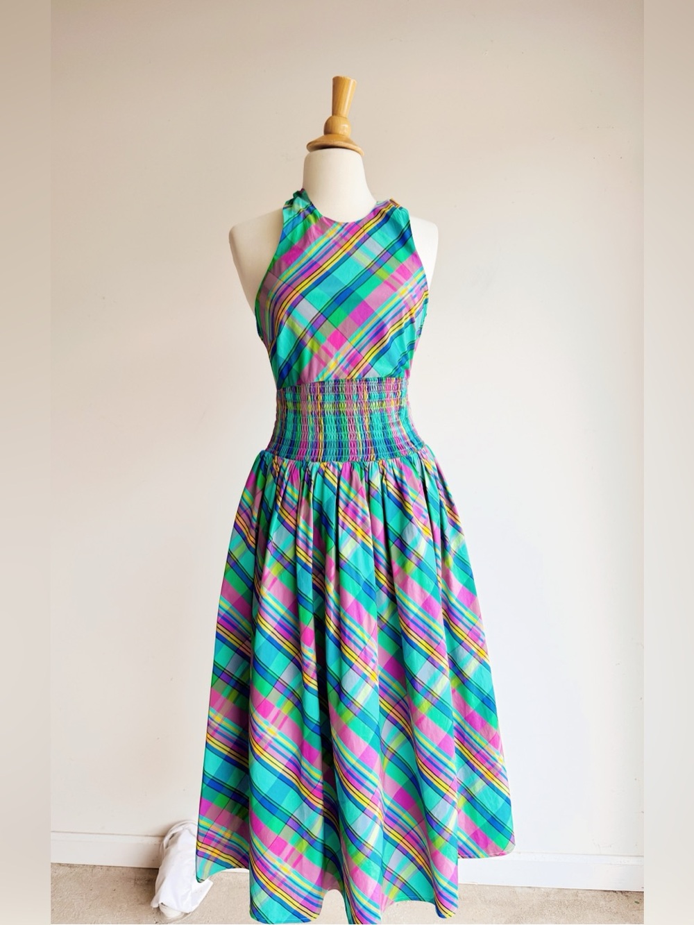 NWT Christopher John Rogers x Target Plaid Bow Back Halter Midi Dress Size 0 - Picture 3 of 8